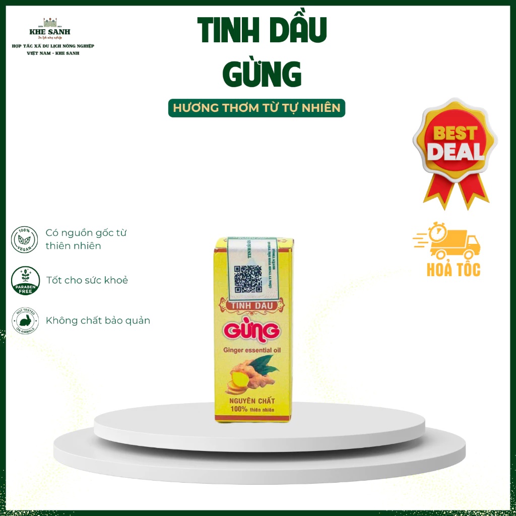 Tinh Dầu Gừng (10ml) - Tinh Dầu Thiên Nhiên Tinh Khiết, Thư Giãn, Cân Bằng