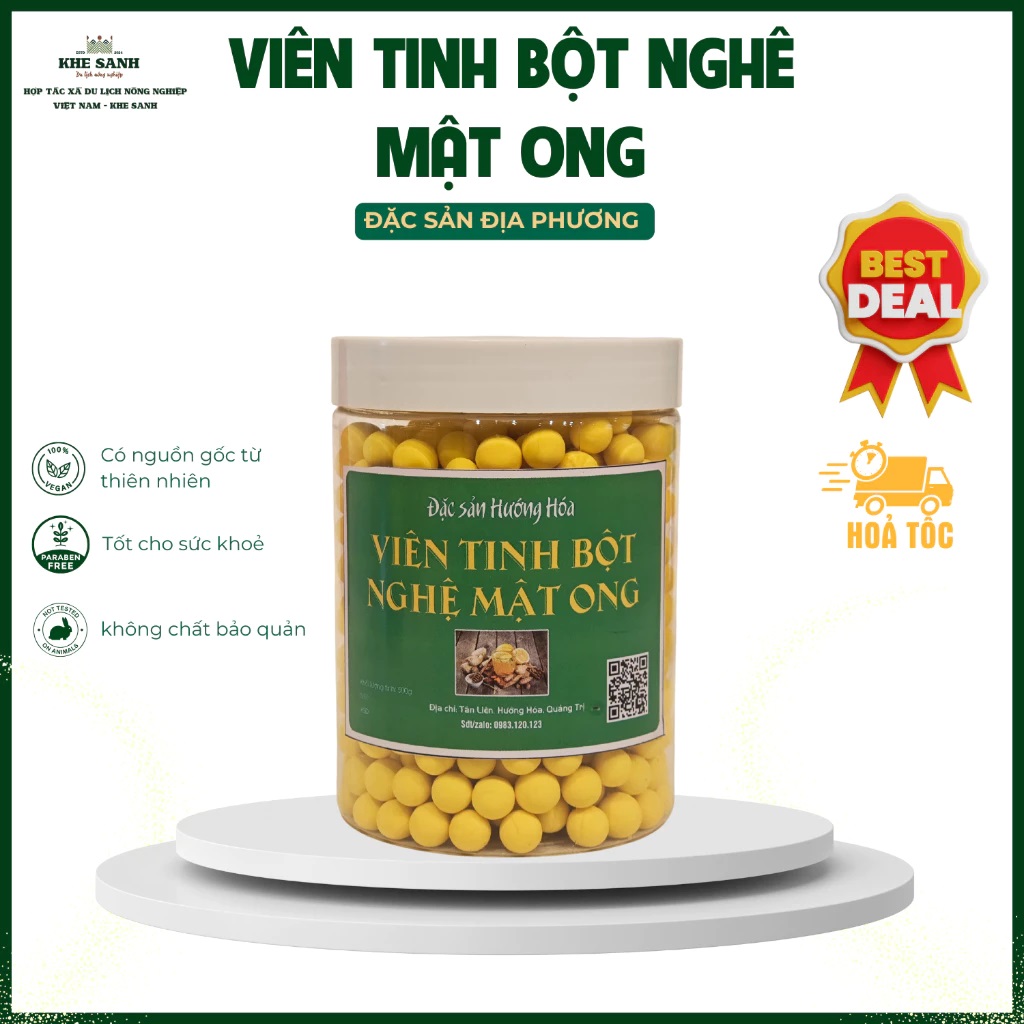 Viên Tinh Bột Nghệ Mật Ong – Hỗ Trợ Tiêu Hóa, Làm Đẹp Da